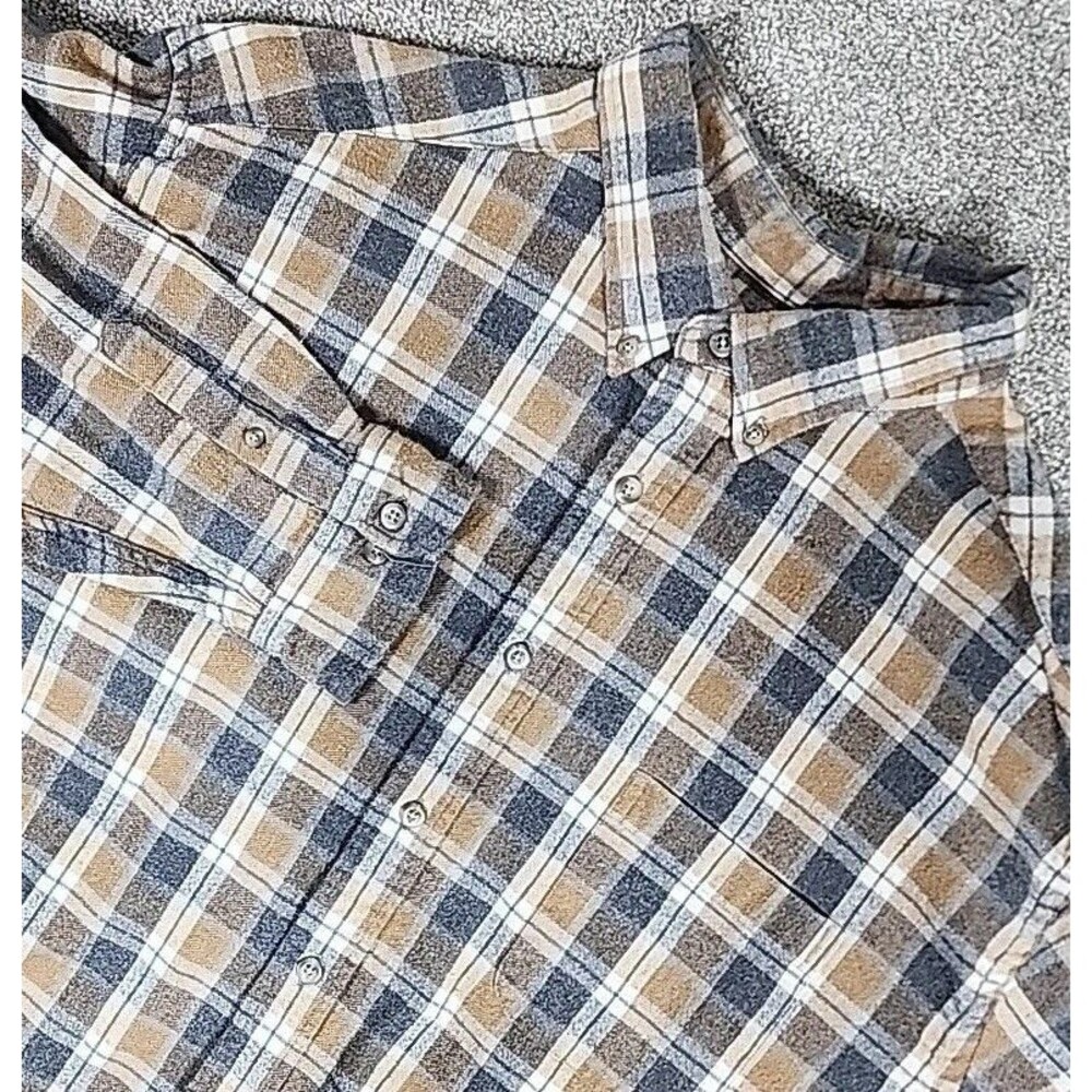 Roundtree & Yorke Long Sleeve Cotton Flannel Plaid Shirt Men's Brown Size 3XB